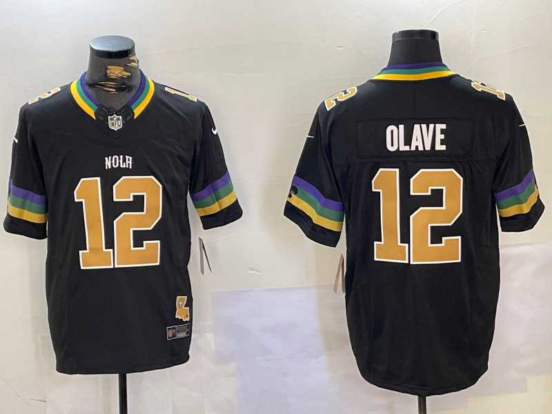 Mens New Orleans Saints #12 Chris Olave Black 2024 F.U.S.E. Vapor Limited Stitched Jerseys Dzhi